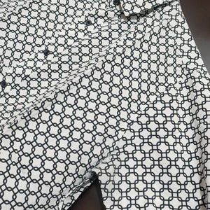 White & Black Printed Shirt For Boy & Men 42 Chest