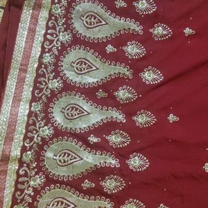 New Wedding Saree With Attached Blouse