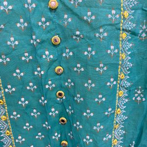 Yellow And Teal Kurthi