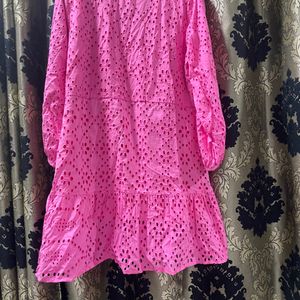 Pink shiffli shirt dress