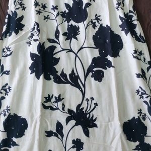 Beautiful Black - White Kurta Fabric Maslin