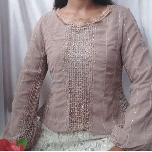 Sequined Mauve Top Bust Upto 40,