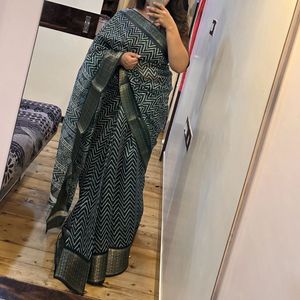 Bottle Green Saree