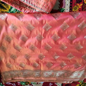 Peach Slik Saree