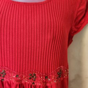 Red Top With Embroidery