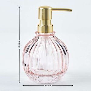 Pink Striped Glass Soap Dispenser 320ml