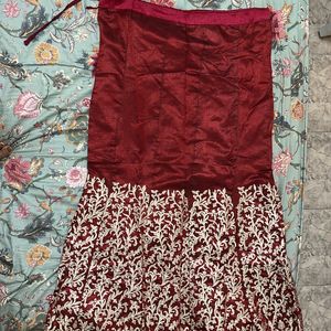 Diwali Sale!! Maroon Lehenga With Blouse & Dupatta