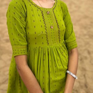 Lime Green Umbrella Kurti