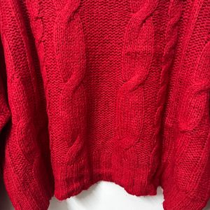 Red Oversized Drop Shoulder Sweater