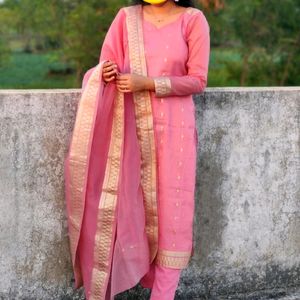 Organza Kurta Pants And Dupatta