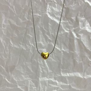 Silver gold heart necklace