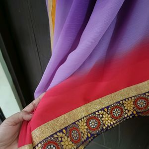 Saree Purple Chiffon