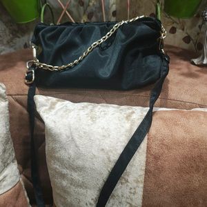 Satin Women Black Sling Bag