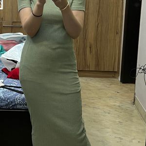 Green Straight Midi Dress