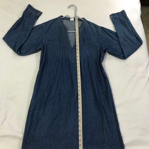 Cotton Denim Short Dress Size M