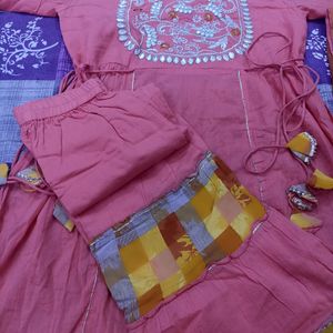 Frock Plazo Suit Dupatta Set