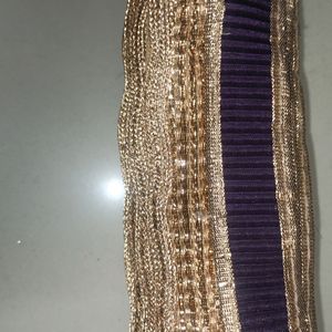 Attractive Golden Purple Coloured Lace For Lahenga