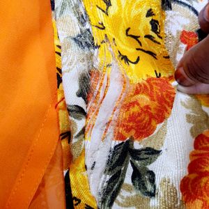 Orange Floral Palazzo Co-Ord Set For Women