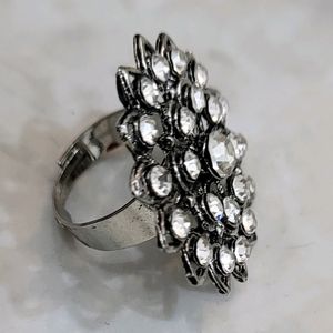 Silver Ring With White Stones