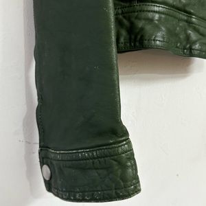 VINTAGE LEATHER JACKET OLIVE GREEN