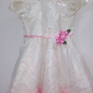 Pink N Blue Partywear Frock For Baby girl