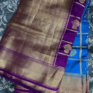 Blue combination Saree with blouse