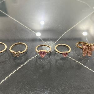 Pink Butterfly Ring Set - Imported