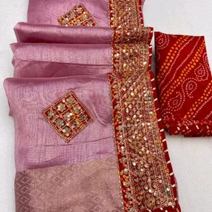 New Cotton Silk Zari Border Saree With Blouse Piec