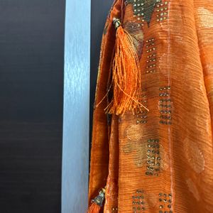 Orange Chiffon Saree