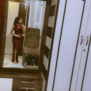 Hot Maroon Bodycon Cocktail Dress