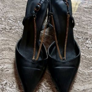 Black Faux Leather Heels