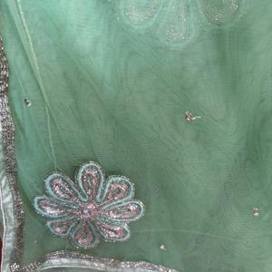 GREEN Shimmer Net SAREE