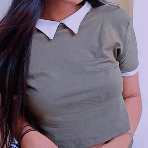 Olive Crop Top