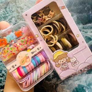 Two Boxes Of Hair Clip And Rubber For Kids