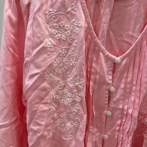 Beautiful Pink Pleated Cotton Top