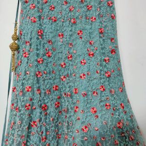 Teal Net Lehenga Choli ( Women)