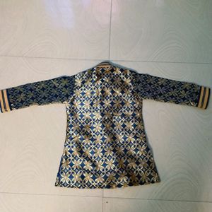 Navy Blue Colour Boys Banarasi Silk Dhoti Suit