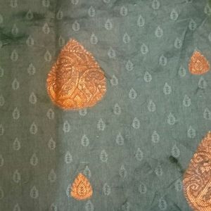 Grey And Copper Fancy Silk Saree