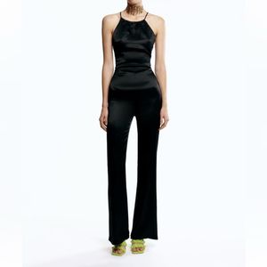 zara black halter neck jumpsuit