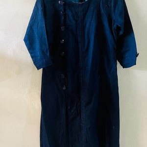 Navy Blue Slited Jeens Kurtha