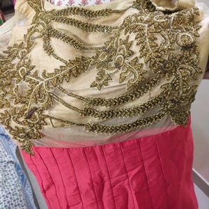 Gajri Colour Gown With Heavy Golden Work