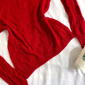 Pinterest Red Knitted Oversized Pullover Top