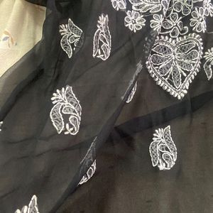 Transparent Black Chenderi Work Kurta