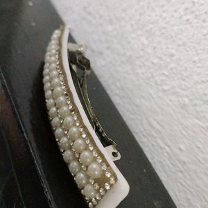 Hair Clip White Stone