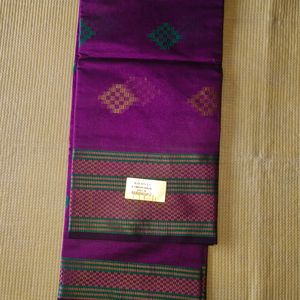 Green and Purple Cotton Silk Saree