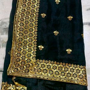 PRICE DROP✨Black And Golden Work Saree✨💕