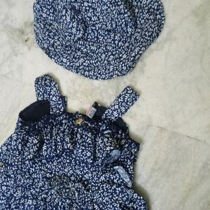 Frock With Cap For Baby Girl