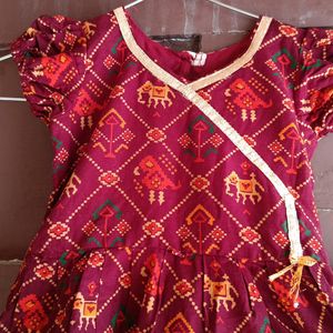 Beautiful Patola Printed Pure Cotton Baby Frock