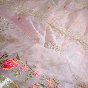 Organza Dupatta With Silk Embroidery