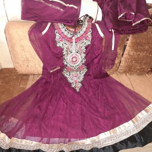 Beautiful Embroidered Anarkali Suit With Bottom And Dupatta